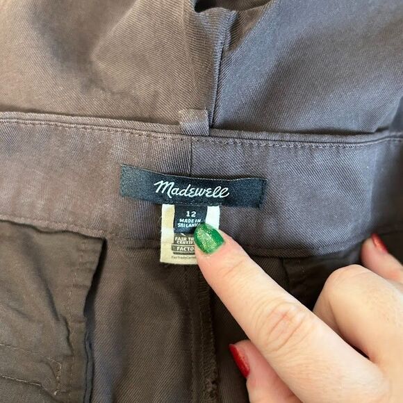 Madewell Slouchy Straight Trouser Pants 12 Brown Drapey Twill Straight Loose Leg - Picture 7 of 8